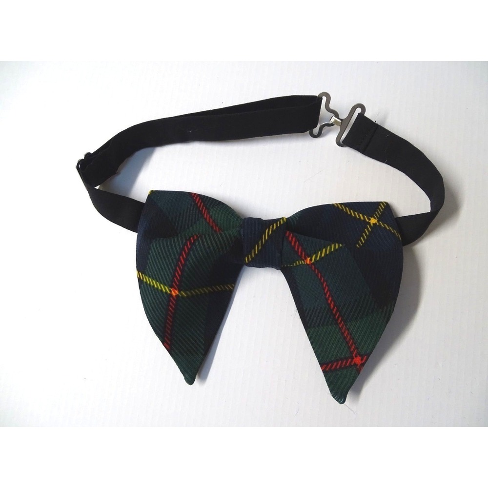 NEW Handmade Mens Blackwatch Bow tie‎ Vintage style 70s Green/Black Adjustable